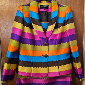 Lily & Taylor Couture Bold Colorful Rainbow Easter Church Skirt Suit 12